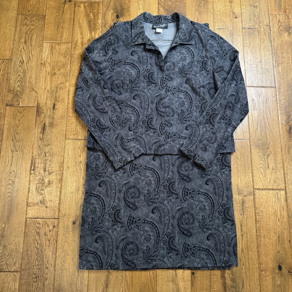 Bonnie Boynton Women's Suit Skirt Size L/XL Grey Black Paisley Print Vintage
